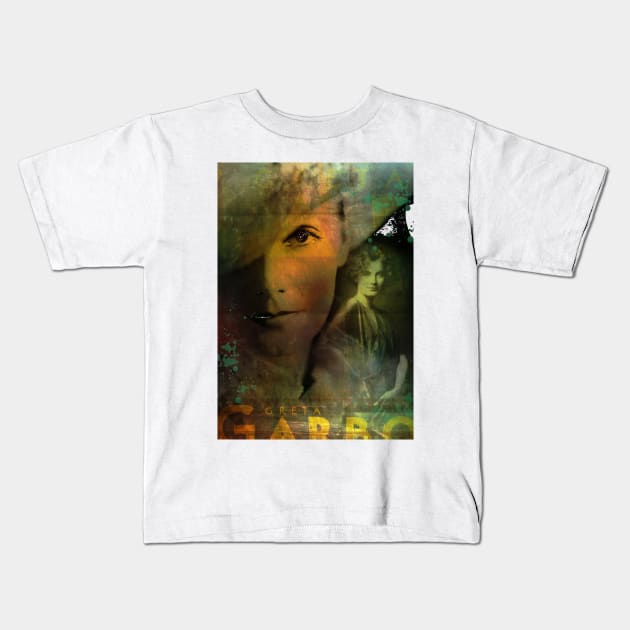 Collage Art Greta Garbo Kids T-Shirt by Floral Your Life!